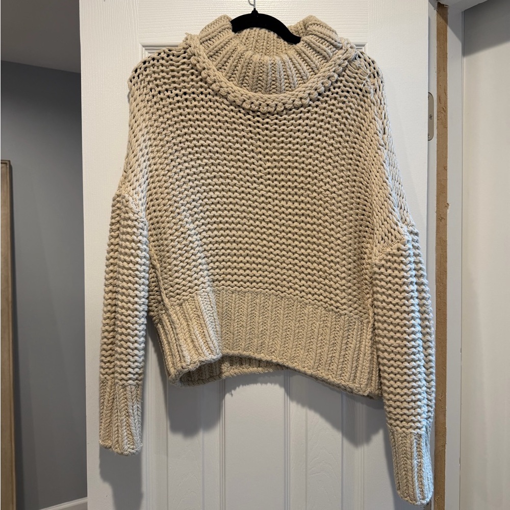 Free People Cream Cowl Neck Sweater